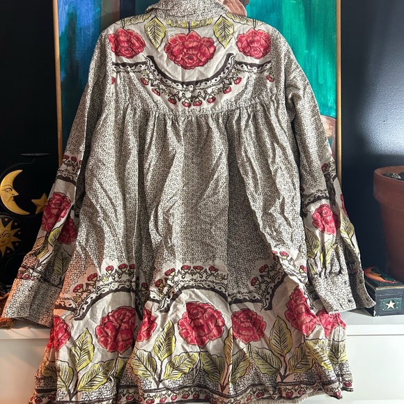 Free People Floral Long Sleeve Dress - Red and Green - Picture 13 of 16